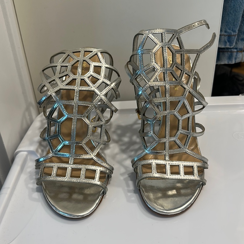 Sergio Rossi cage silver shoes